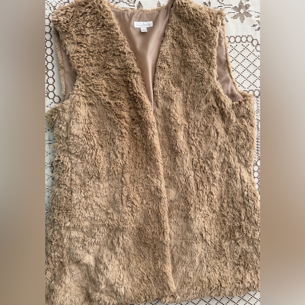 Charming Charlie Tan Faux Fur Vest